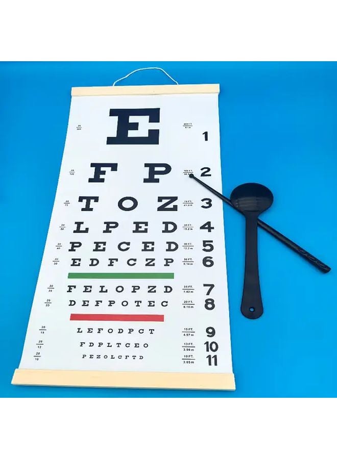 White Snellen Eye Chart 2 Sets Professional Vision Test Chart with Extended Eye Mask - Image 1